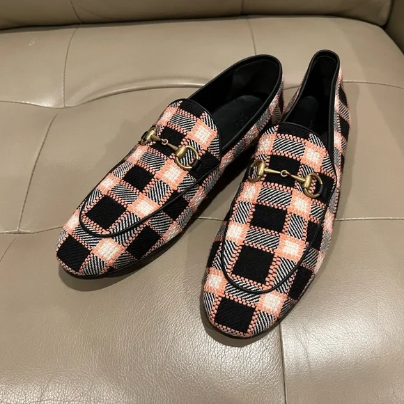 Gucci Jordaan tweed loafers pink and black - Picture 5 of 12